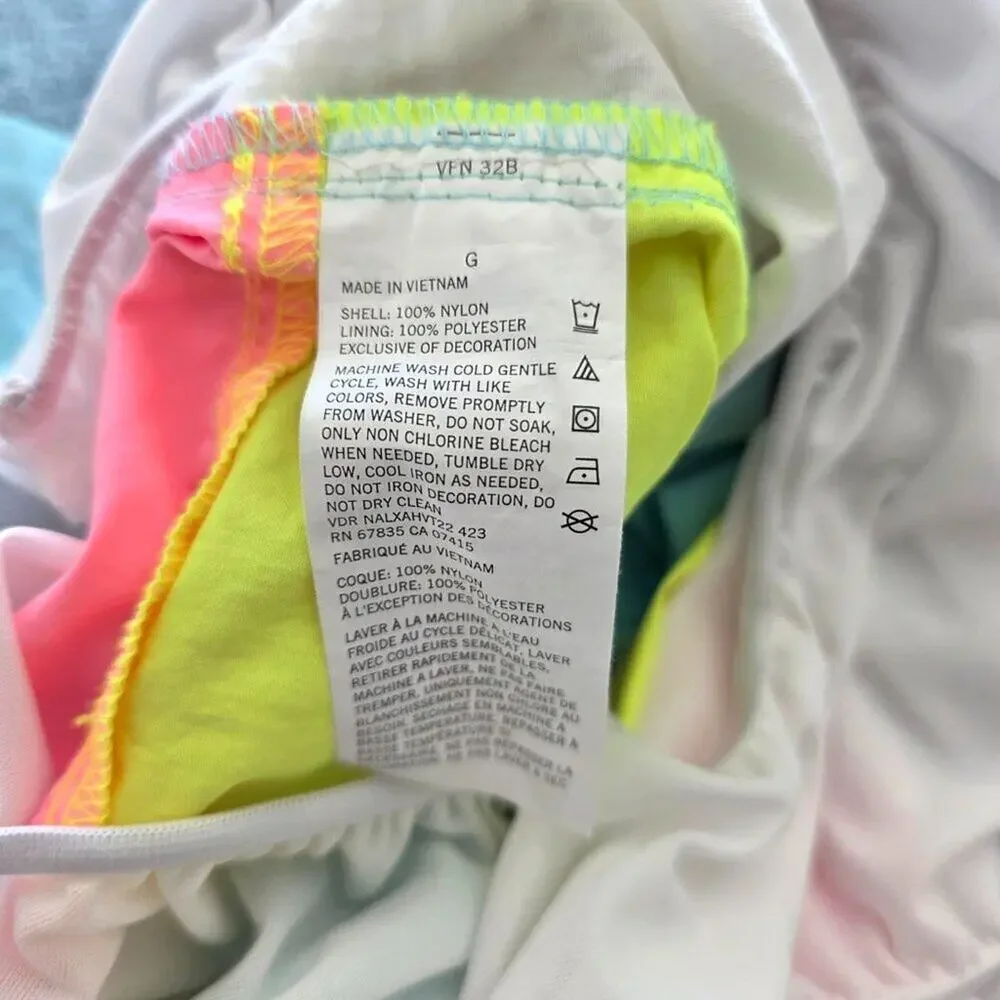 Nautica Neon Color Block Swim Shorts 90s Retro Pink Yellow Blue Board Shorts